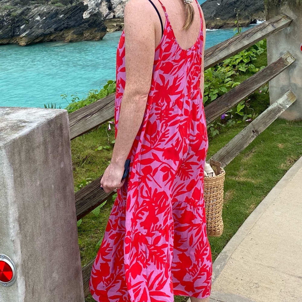 Loft pink and red size small dress